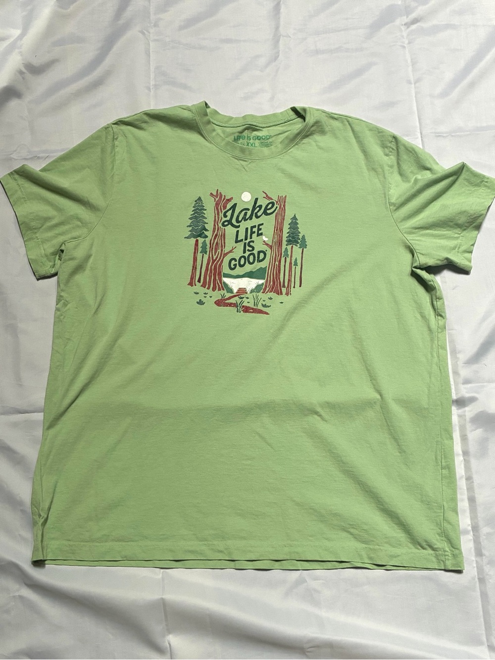 Life Is Good XXL Lake Life Graphic Tee Green Cotton - Picture 1 of 4